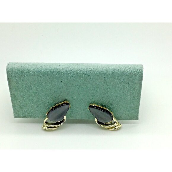 Coro Thermoset Moonglow Necklace & Earrings Gold T Grey Leaf Set 16 “ Choker - Picture 3 of 3